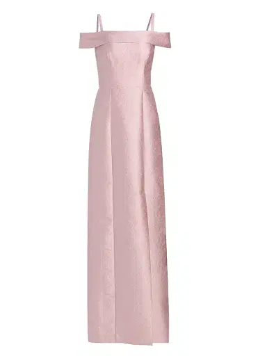 Kay Unger Women's Edith Jacquard Off-The-Shoulder Column Gown - Ballet Pink - Size 12 | Thumbnail 1