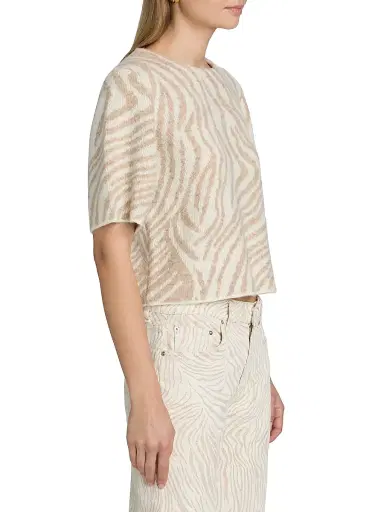 Le Jean Women's Lulu Zebra-Print Short-Sleeve Sweater | Thumbnail 4 Le Jean Women's Lulu Zebra-Print Short-Sleeve Sweater | Thumbnail 4
