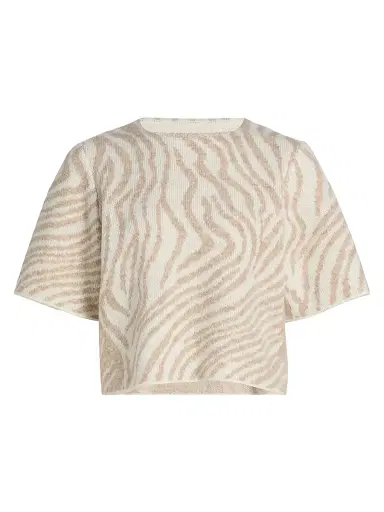 Le Jean Women's Lulu Zebra-Print Short-Sleeve Sweater | Thumbnail 1 Le Jean Women's Lulu Zebra-Print Short-Sleeve Sweater | Thumbnail 1