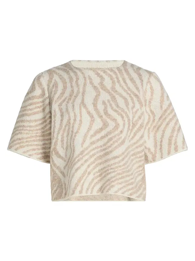 Women's Lulu Zebra-Print Short-Sleeve Sweater - Zebra Women's Lulu Zebra-Print Short-Sleeve Sweater - Zebra