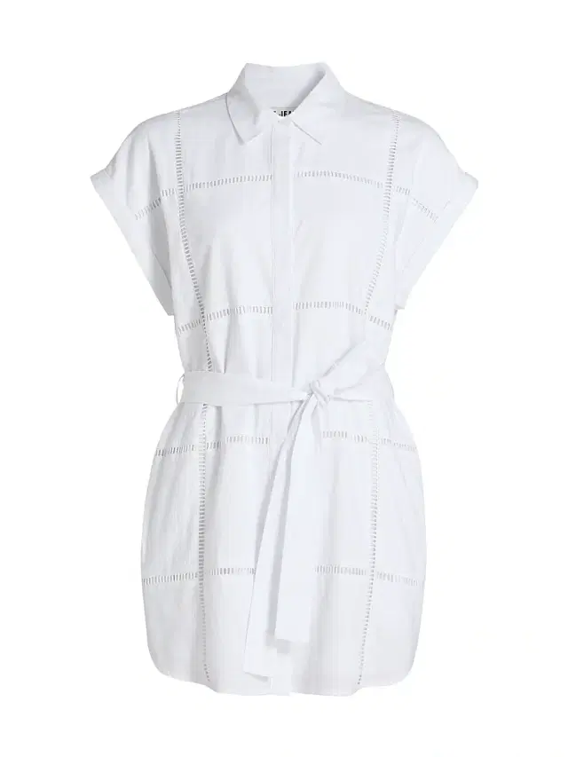 Le Jean Women's Eyelet Linen Shirtdress - White