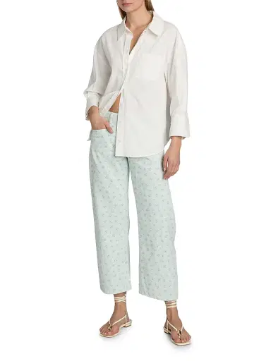 Le Jean Women's Selena Floral Crop Barrel-Leg Jeans - Minty Floral | Thumbnail 2 Le Jean Women's Selena Floral Crop Barrel-Leg Jeans - Minty Floral | Thumbnail 2