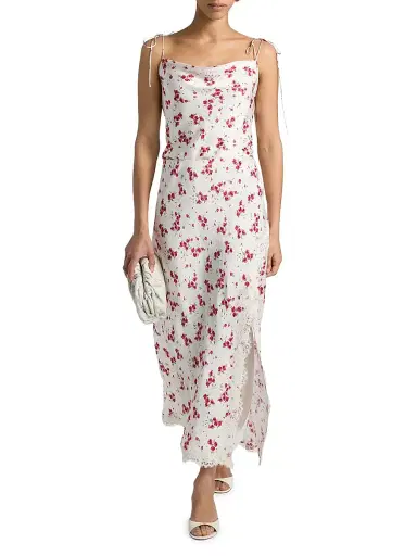 Cami NYC Women's Azra Shoulder-TIe Hammered Silk Camisole - Candied Rose - Size Medium | Thumbnail 2
