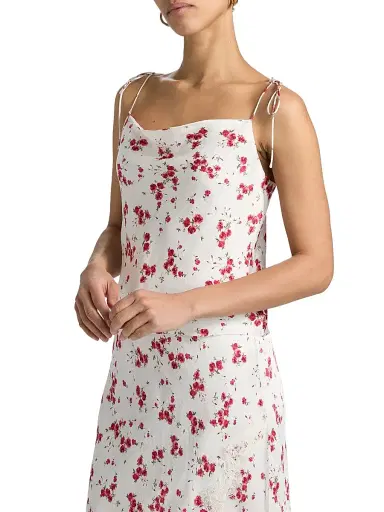 Cami NYC Women's Azra Shoulder-TIe Hammered Silk Camisole - Candied Rose - Size Medium | Thumbnail 4