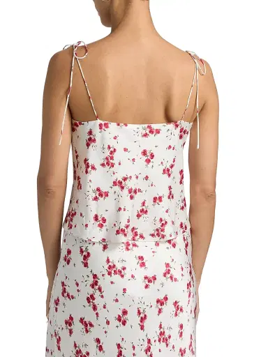 Cami NYC Women's Azra Shoulder-TIe Hammered Silk Camisole - Candied Rose - Size Medium | Thumbnail 5