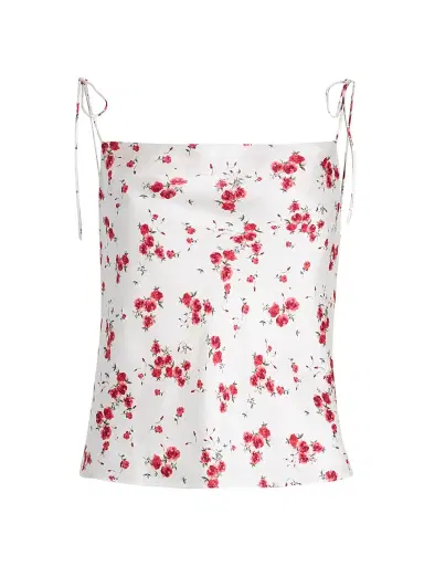 Cami NYC Women's Azra Shoulder-TIe Hammered Silk Camisole - Candied Rose - Size Medium | Thumbnail 1