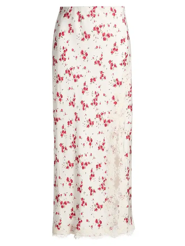 Women's Teagan Hammered Silk Midi-Skirt - Candied Rose