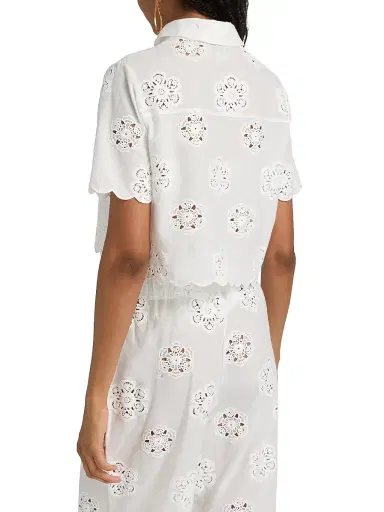 Cami NYC Women's Xana Cotton Eyelet Short-Sleeve Top - Macadamia - Size XL | Thumbnail 5
