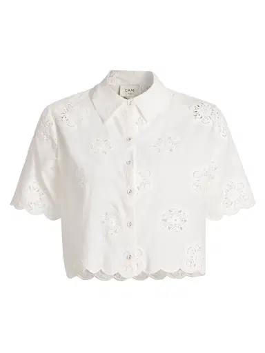 Cami NYC Women's Xana Cotton Eyelet Short-Sleeve Top - Macadamia - Size XL | Thumbnail 1