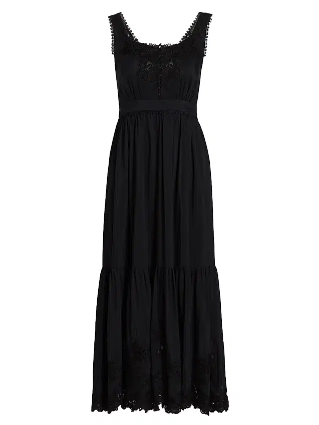 Kobi Halperin Women's Zuri Cotton-Silk Embroidered Lace Midi-Dress - Black