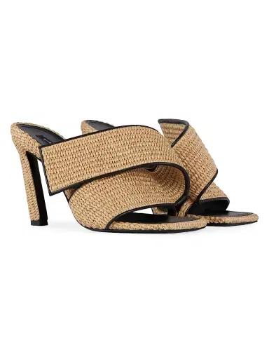 Givenchy Women's Sliced Square Raffia-Effect Heeled Mules | Thumbnail 3 Givenchy Women's Sliced Square Raffia-Effect Heeled Mules | Thumbnail 3