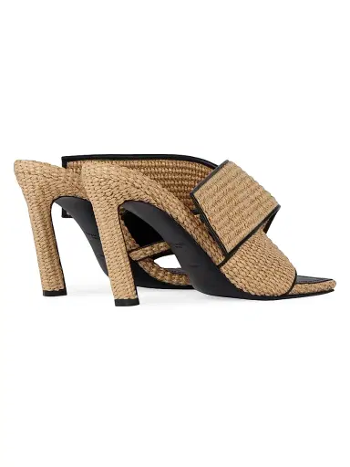 Givenchy Women's Sliced Square Raffia-Effect Heeled Mules | Thumbnail 4 Givenchy Women's Sliced Square Raffia-Effect Heeled Mules | Thumbnail 4