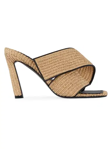 Givenchy Women's Sliced Square Raffia-Effect Heeled Mules | Thumbnail 1 Givenchy Women's Sliced Square Raffia-Effect Heeled Mules | Thumbnail 1