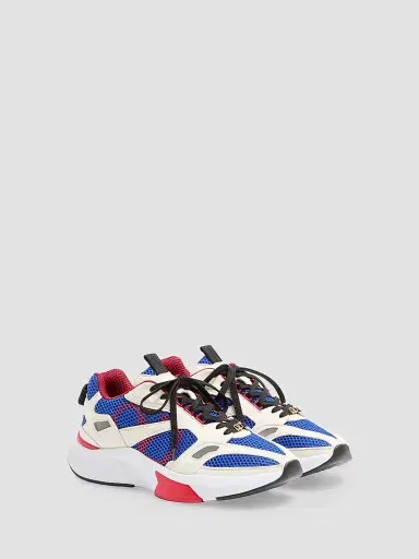 Valentino Garavani Men's Demivee Sneakers in Mesh Fabric with Suede Inserts - White Blue - Size 6.5 | Thumbnail 2 Valentino Garavani Men's Demivee Sneakers in Mesh Fabric with Suede Inserts - White Blue - Size 6.5 | Thumbnail 2