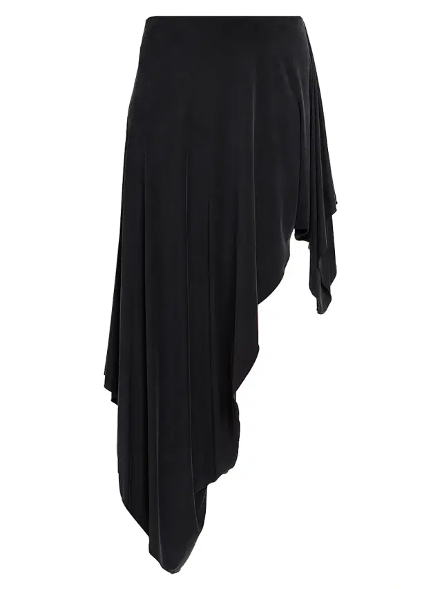 Women's Asymmetric Midi-Skirt - Black