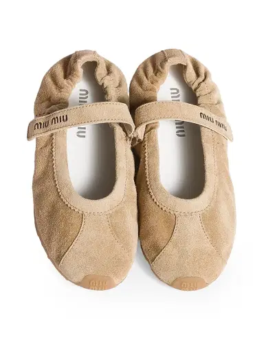 Miu Miu Women's Plume Suede Ballerinas - Beige Khaki - Size 6 | Thumbnail 2 Miu Miu Women's Plume Suede Ballerinas - Beige Khaki - Size 6 | Thumbnail 2