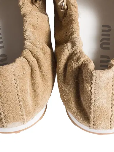 Miu Miu Women's Plume Suede Ballerinas - Beige Khaki - Size 6 | Thumbnail 3 Miu Miu Women's Plume Suede Ballerinas - Beige Khaki - Size 6 | Thumbnail 3