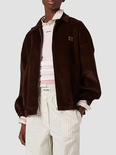 Miu Miu Women's Corduroy Blouson Jacket - Brown - Size 8 | Thumbnail 2 Miu Miu Women's Corduroy Blouson Jacket - Brown - Size 8 | Thumbnail 2