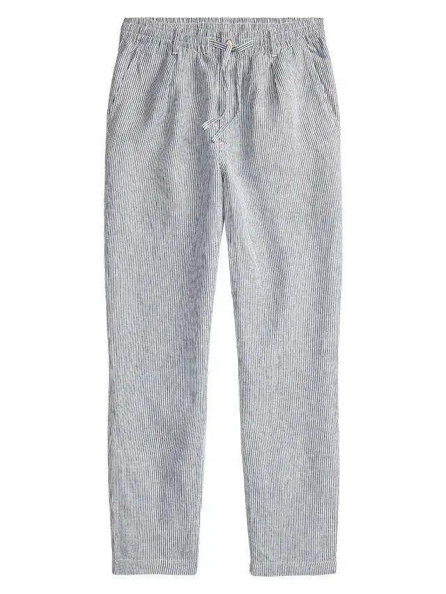 Polo Ralph Lauren Men's Striped Linen Drawstring Pants - Navy Micro Stripe
