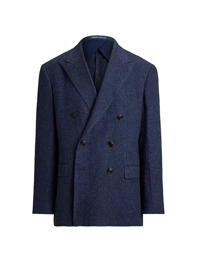 Polo Ralph Lauren Men's Linen Double-Breasted Blazer - Navy