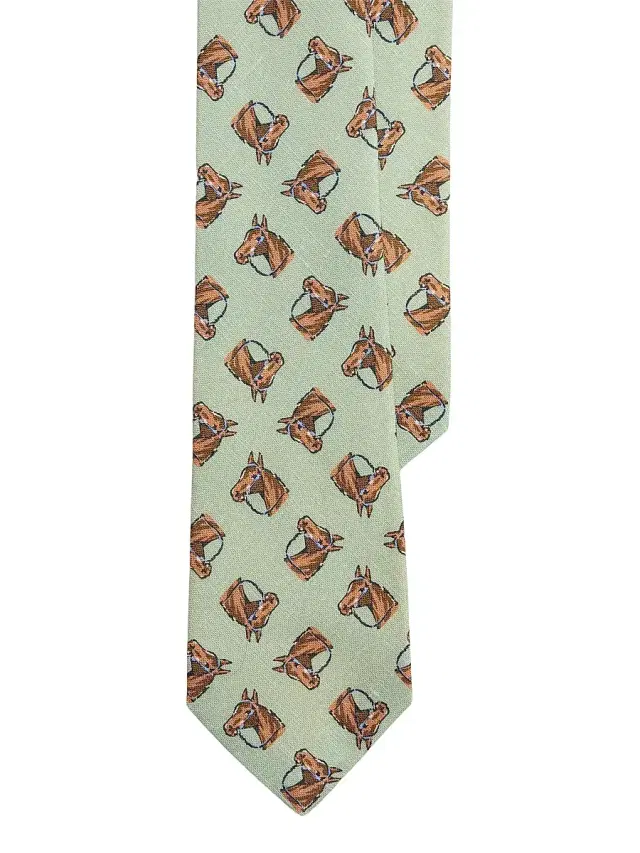 Polo Ralph Lauren Men's Horse-Print Linen Tie - Green