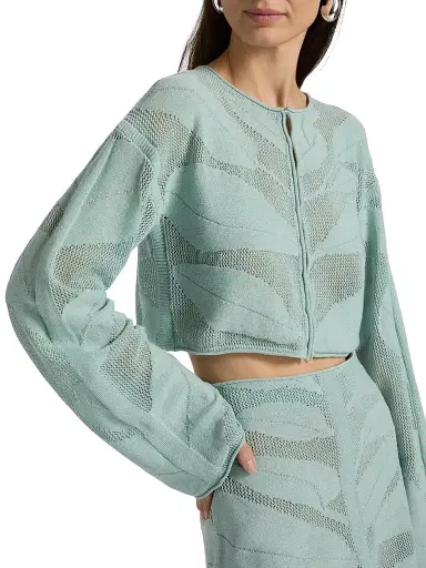 Amur Women's Nyra Relaxed Crop Knit Cardigan - Sage Petal - Size XL | Thumbnail 6 Amur Women's Nyra Relaxed Crop Knit Cardigan - Sage Petal - Size XL | Thumbnail 6