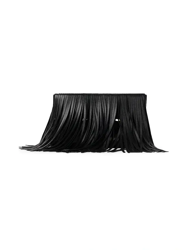 Givenchy Women's Pinch Soft Clutch in Nappa Leather with Fringes - Black