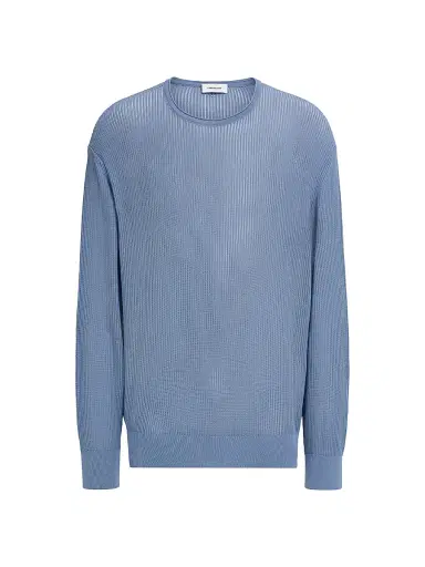 Ferragamo Men's Open Rib-Knit Crewneck Sweater | Thumbnail 1 Ferragamo Men's Open Rib-Knit Crewneck Sweater | Thumbnail 1