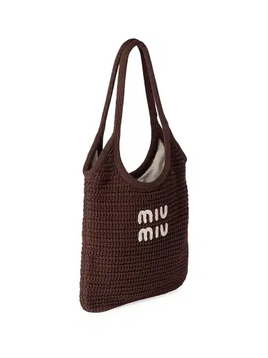 Miu Miu Women's Ivy Raffia-Effect Woven Tote Bag - Brown | Thumbnail 4