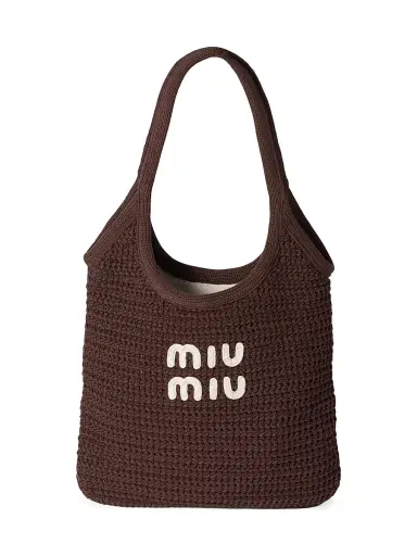 Miu Miu Women's Ivy Raffia-Effect Woven Tote Bag - Brown | Thumbnail 1