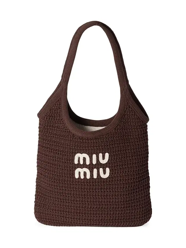 Miu Miu Women's Ivy Raffia-Effect Woven Tote Bag - Brown