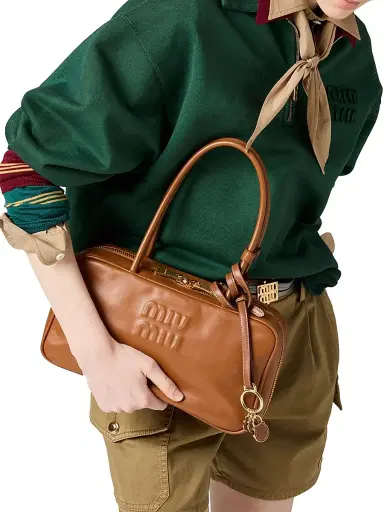 Miu Miu Women's Beau Leather Top-Handle Bag - Brown | Thumbnail 2