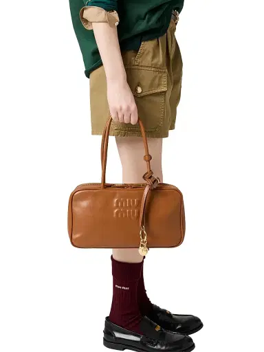 Miu Miu Women's Beau Leather Top-Handle Bag - Brown | Thumbnail 3