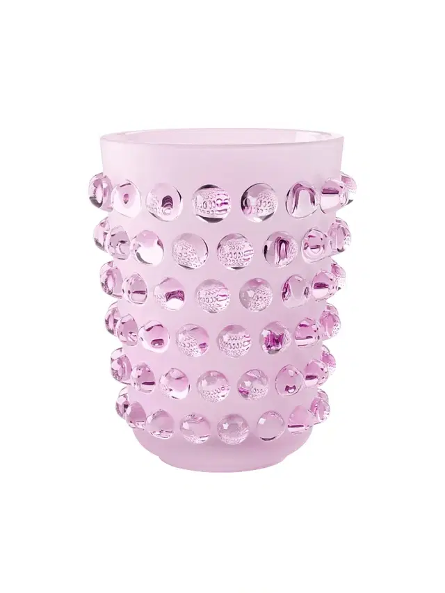 Lalique Mossi Crystal Vase - Pink Lustr