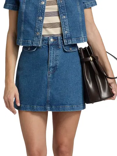 PAIGE Women's Janelle High-Rise Denim Miniskirt - Laguna - Size 32 | Thumbnail 3