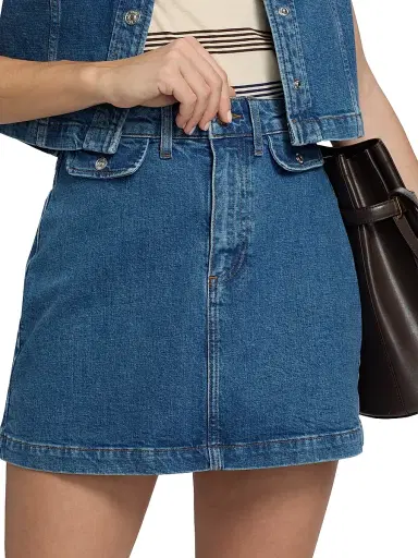 PAIGE Women's Janelle High-Rise Denim Miniskirt - Laguna - Size 32 | Thumbnail 6