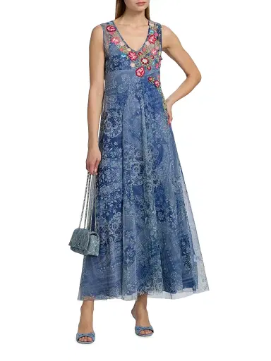 Johnny Was Women's Odalys Embroidered Printed Mesh Maxi Dress - Irina - Size Large | Thumbnail 3 Johnny Was Women's Odalys Embroidered Printed Mesh Maxi Dress - Irina - Size Large | Thumbnail 3