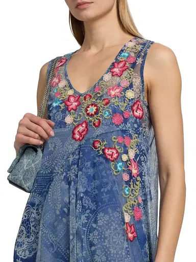 Johnny Was Women's Odalys Embroidered Printed Mesh Maxi Dress - Irina - Size Large | Thumbnail 6 Johnny Was Women's Odalys Embroidered Printed Mesh Maxi Dress - Irina - Size Large | Thumbnail 6