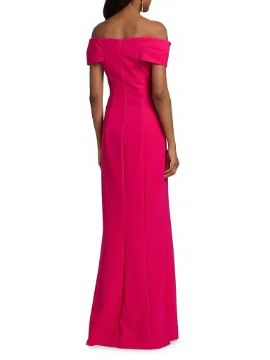 Teri Jon by Rickie Freeman Women's Scuba Flower Off-The-Shoulder Gown | Thumbnail 5 Teri Jon by Rickie Freeman Women's Scuba Flower Off-The-Shoulder Gown | Thumbnail 5