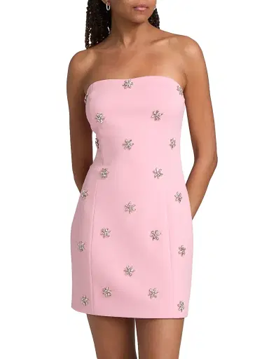 Generation Love Women's Pixie Crystal Strapless Minidress - Soft Rose Clear - Size XL | Thumbnail 3