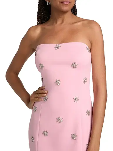 Generation Love Women's Pixie Crystal Strapless Minidress - Soft Rose Clear - Size XL | Thumbnail 6