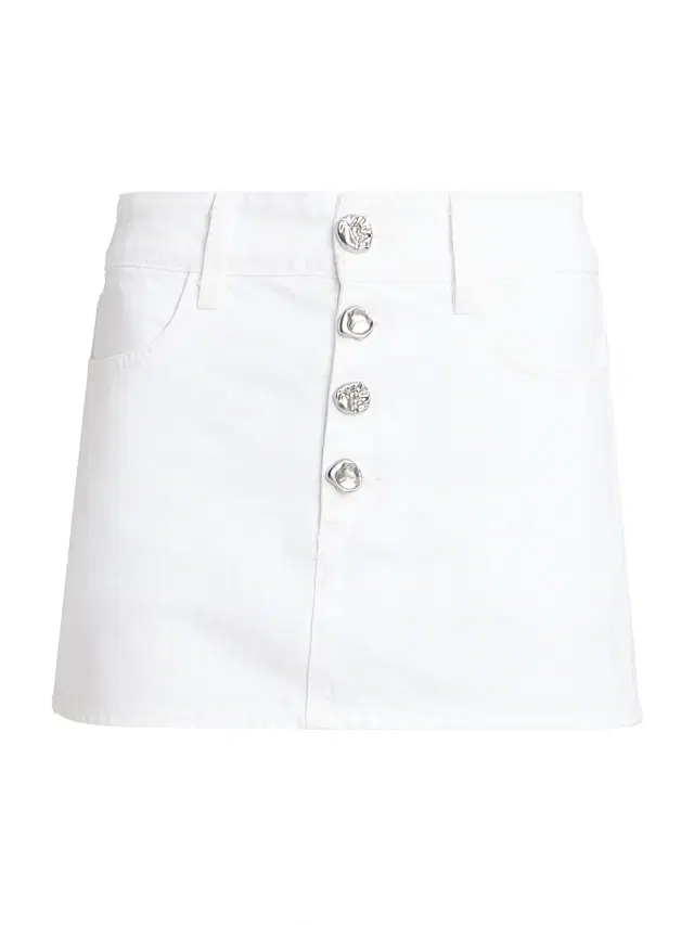 L'AGENCE Women's Solene Button-Fly Denim Miniskirt - Blanc