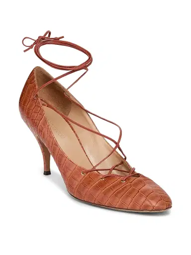Ulla Johnson Women's Lola Snakeskin-Embossed Leather Ballerina Pumps - Redwood | Thumbnail 2