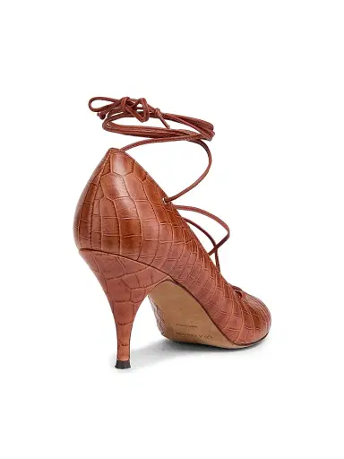 Ulla Johnson Women's Lola Snakeskin-Embossed Leather Ballerina Pumps - Redwood | Thumbnail 3