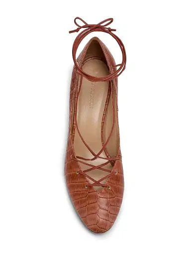 Ulla Johnson Women's Lola Snakeskin-Embossed Leather Ballerina Pumps - Redwood | Thumbnail 4