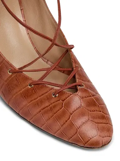 Ulla Johnson Women's Lola Snakeskin-Embossed Leather Ballerina Pumps - Redwood | Thumbnail 6