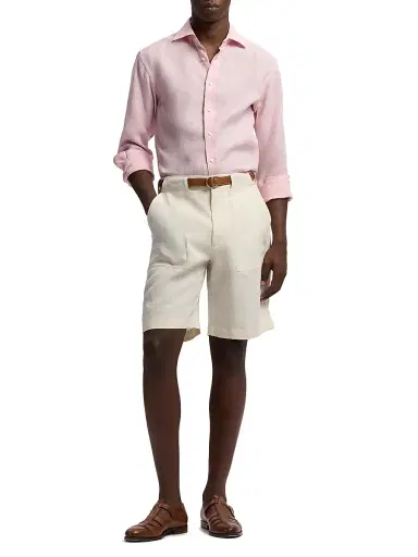 Ralph Lauren Purple Label Men's Houndstooth Linen Shirt - Soft Pink - Size Small | Thumbnail 2 Ralph Lauren Purple Label Men's Houndstooth Linen Shirt - Soft Pink - Size Small | Thumbnail 2
