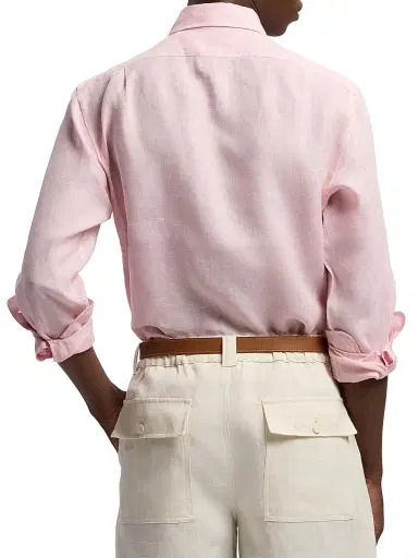 Ralph Lauren Purple Label Men's Houndstooth Linen Shirt - Soft Pink - Size Small | Thumbnail 5 Ralph Lauren Purple Label Men's Houndstooth Linen Shirt - Soft Pink - Size Small | Thumbnail 5