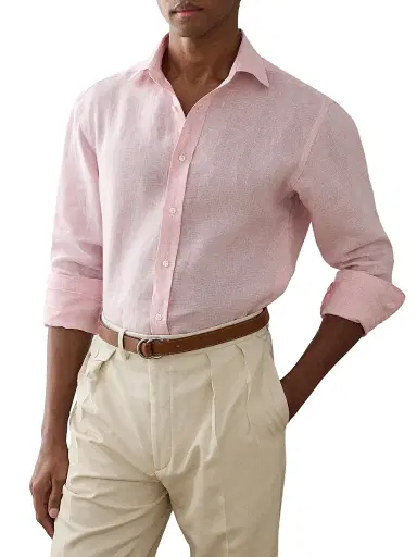 Ralph Lauren Purple Label Men's Houndstooth Linen Shirt - Soft Pink - Size Small | Thumbnail 6 Ralph Lauren Purple Label Men's Houndstooth Linen Shirt - Soft Pink - Size Small | Thumbnail 6