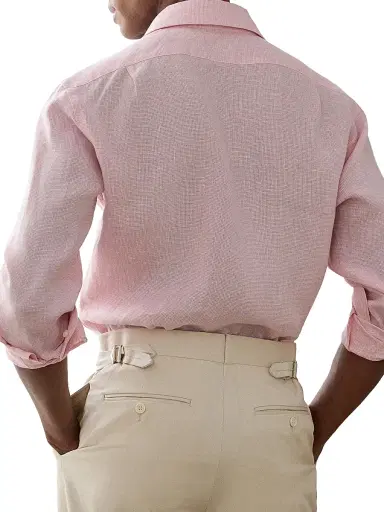 Ralph Lauren Purple Label Men's Houndstooth Linen Shirt - Soft Pink - Size Small | Thumbnail 7 Ralph Lauren Purple Label Men's Houndstooth Linen Shirt - Soft Pink - Size Small | Thumbnail 7